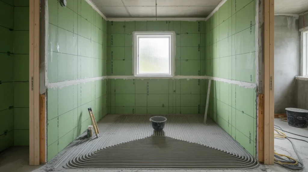 badrumsrenovering i villa t tskikt enligt bbv s ker vatten r tt fall mot golvbrunn och realistisk kostnad